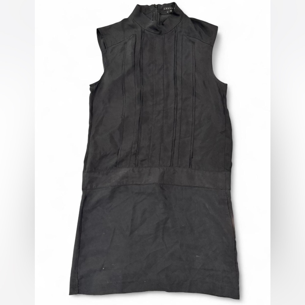 Theory Black Silk Shift Sleeveless Mini Dress Size 4